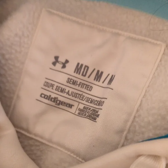 Under Armour Cream Hoodie with Blue Logo - Picture 2 of 7